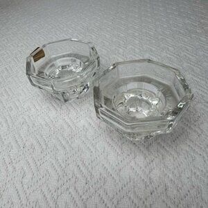 Set Of 2 Luminarc Genuine Crystal Candle Holders  1.75" tall Clear Glass Octime